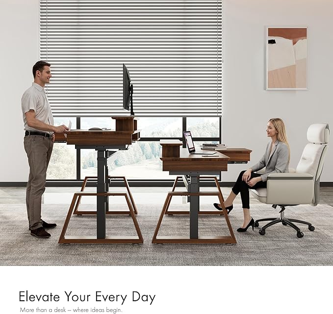 EUREKA ERGONOMIC L Shaped Desk 63", Solid Walnut Wood Top, Executive Standing - Image 4