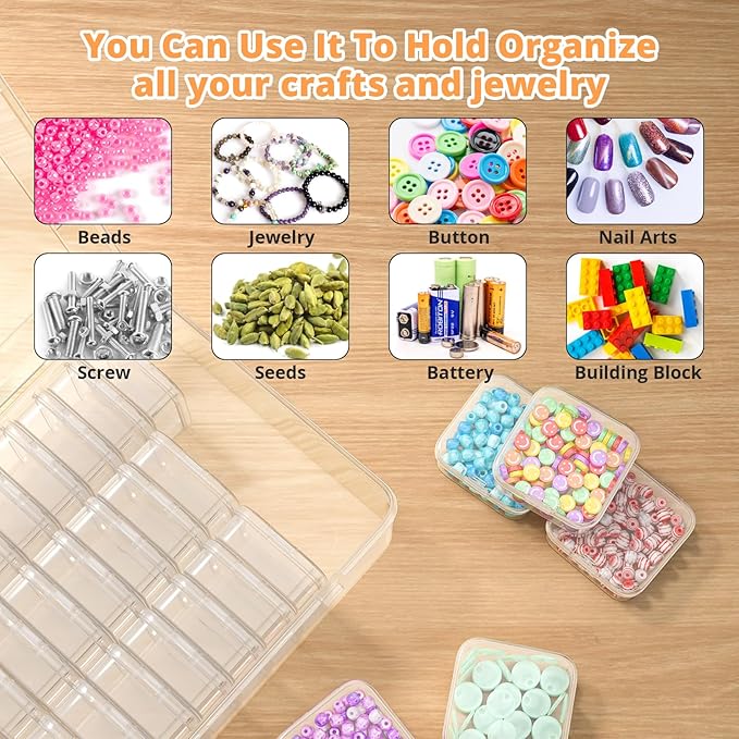 Mathtoxyz Bead Organizer Box, Mini Clear Storage Containers - Image 6