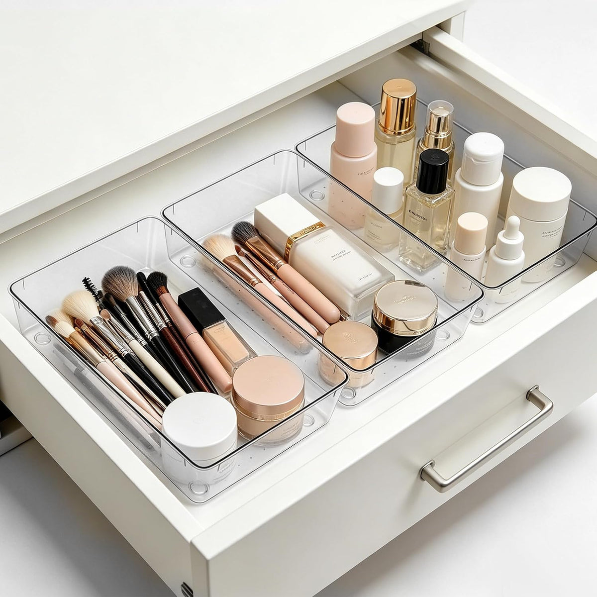 14Pack Desk Clear Drawer Organizers 6"*9" for Vanity, Bathroom, Office