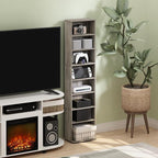 Furinno Jaya DVD Shelf, 8-Tier Tall Narrow CD Rack, Media Shelf - Image 2
