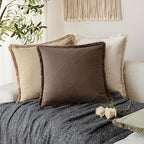 Foindtower Set of 2 Decorative Linen Fringe Throw Pillow Covers Boho Farmhouse - Image 5