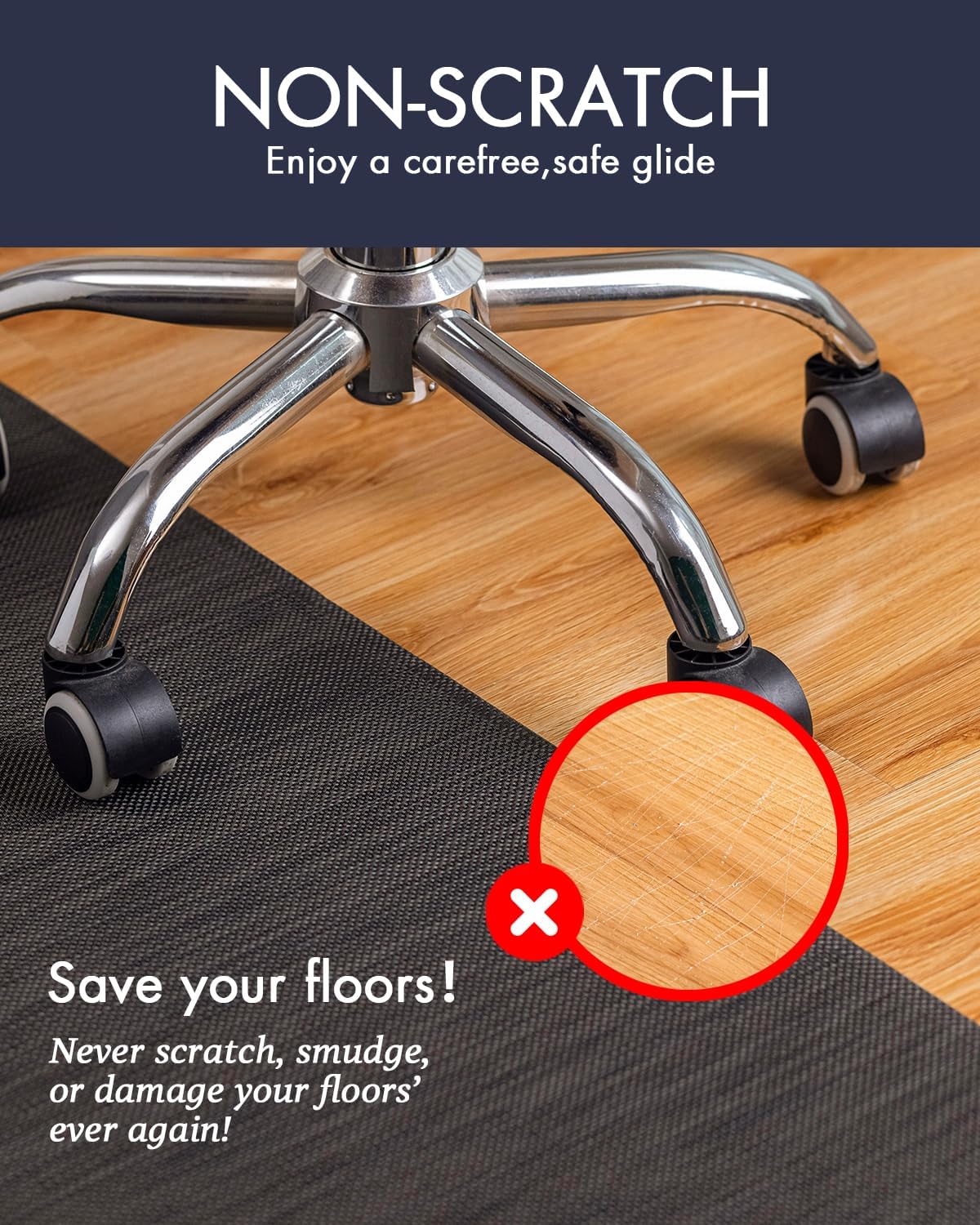 Baroyal Office Chair Mat for Hardwood Floor Under Desk Computer Rolling Chair Mat for Wood/Tile Floor Non-Slip Heavy Duty Desk Rug PVC Plastic Hard Floor Protector 36" x 48" (Espresso)