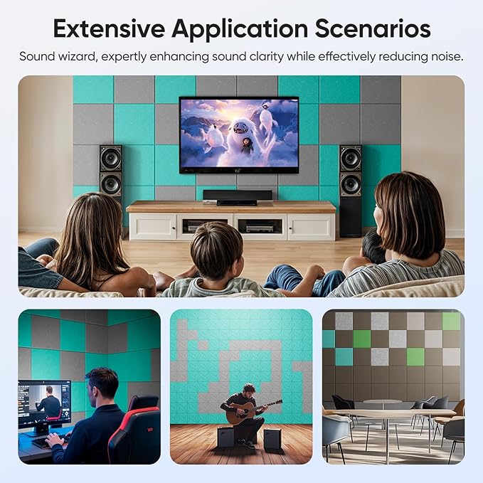UNECHO 12 Pack 12" X 12" X 0.4" Acoustic Panels - Image 6