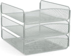 Safco Onyx Desktop Organizer, 3-Tier Paper Tray, Durable Steel Mesh Construction - Image 4