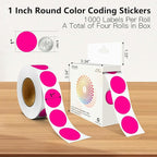 Fluorescent Pink 1 Inch Round Color Coding Labels - Image 2