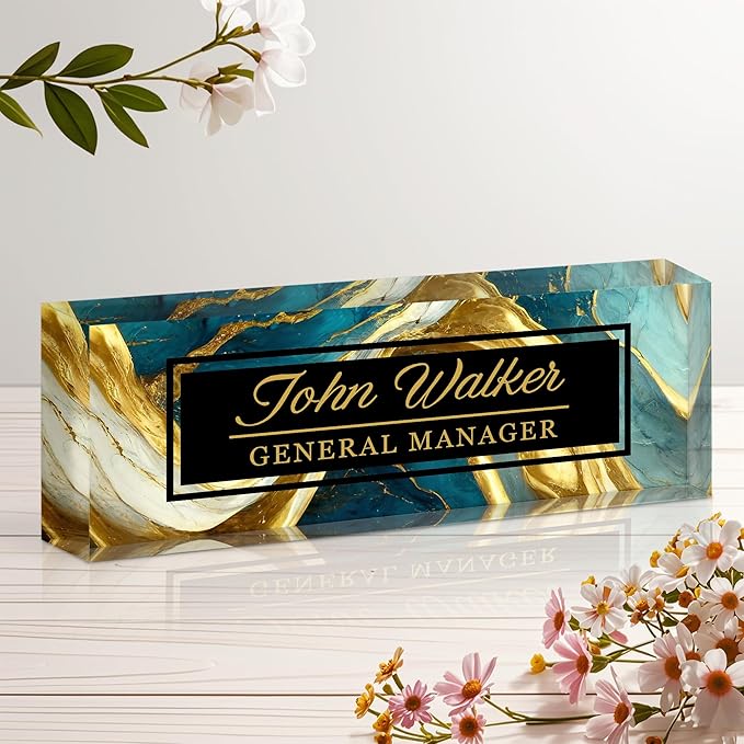 Personalized Name Plate for Desk, Custom Acrylic Desk Name Sign, Office by Unknown