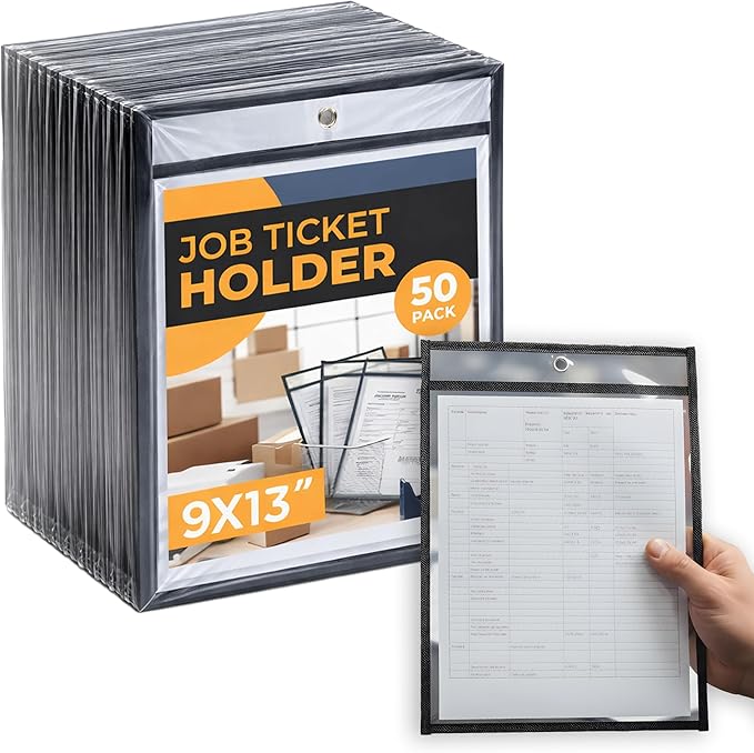 Pack of 50 Job Ticket Holders 10x14 Heavy Duty, 8.5 x 11 Letter Size, Hanging by Unknown