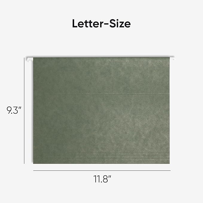 Smead Hanging File Folder, 1/5-Cut Adjustable Tab, Letter Size, Standard Green - Image 2