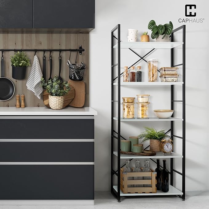 CAPHAUS 5 Tier Bookshelf, 24 Inch Width Free Standing Shelf, Bookcase Shelf - Image 4