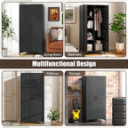 giantex 62” tall outdoor wicker storage cabinet with, view 9
