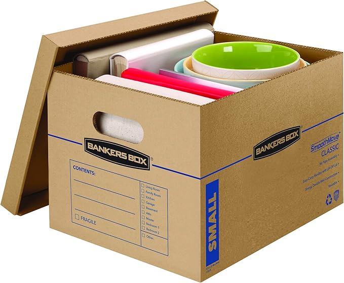 Bankers Box Small Classic Moving Box 5 Pack, Reinforced Handles, Tape-Free - Image 3