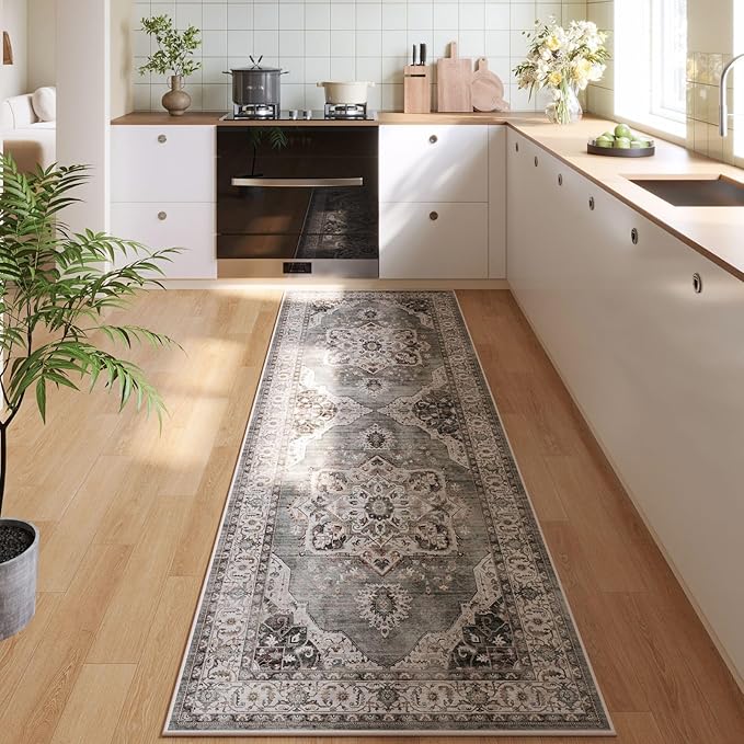 Rugcomf Vintage Medallion Kitchen Rugs Non Slip Washable 2'7"x8' by Rugcomf