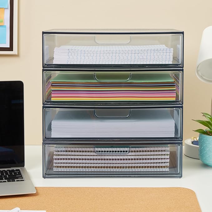 STORi STAX Plastic Stackable Organizer Drawer in Grey | 12.5-inches Wide | - Image 6