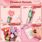 LiYiQ 100 Pcs Valentine's Day Animal Multicolor Pen in One Cartoon Cute Fun 4-in-1 Cute Pens Bulk Kawaii Heart Capybara Frog Panda Shape Lovely Ballpoint Pens for Fun Gifts