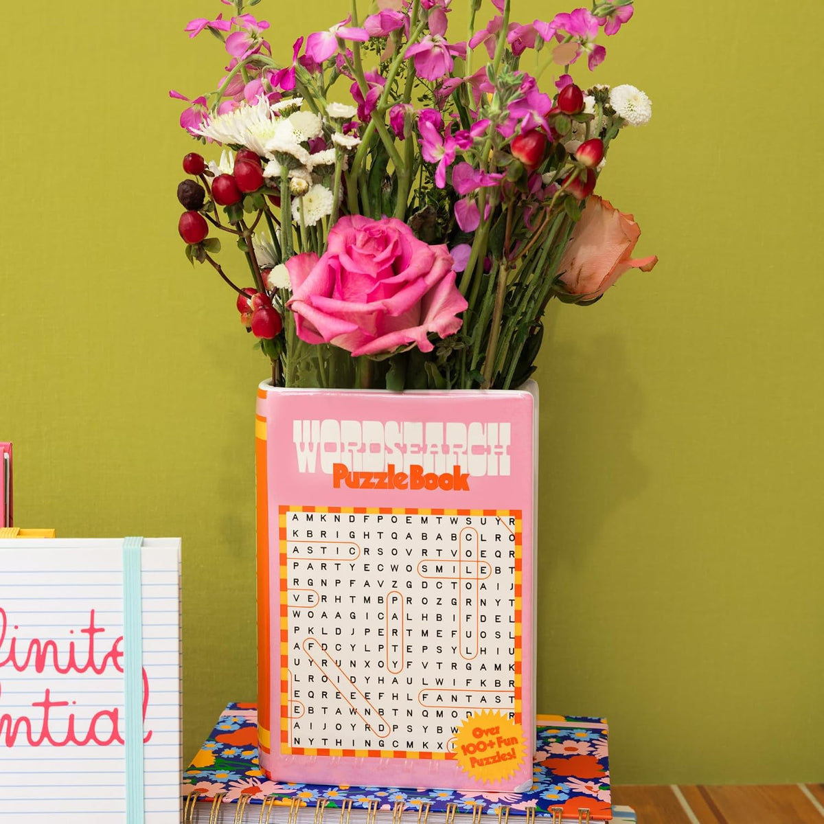 ban.do Ceramic Book-Shaped Vase, Word Search Puzzle