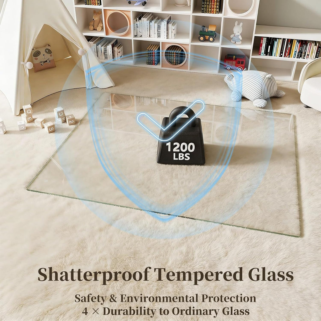 Tempered Glass Chair Mat for Carpet, 30"x42" Clear Floor Mat | Office Chair Mat for Rolling Chairs Carpet & Tile Floor with Rounded and Polished Edges, Noise-Free Gliding Shatterproof
