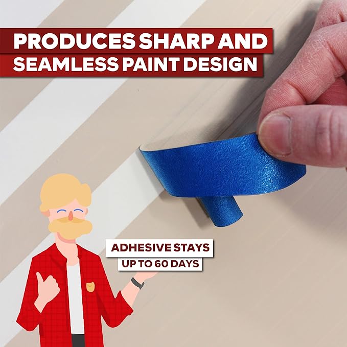 XFasten Blue Painters Tape 1 Inch Wide x 6, 480 Feet 36-Pack Bulk UV - Image 8