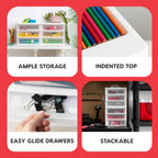 iris usa 2-pack, 3-drawer medium plastic stacking desktop, side view