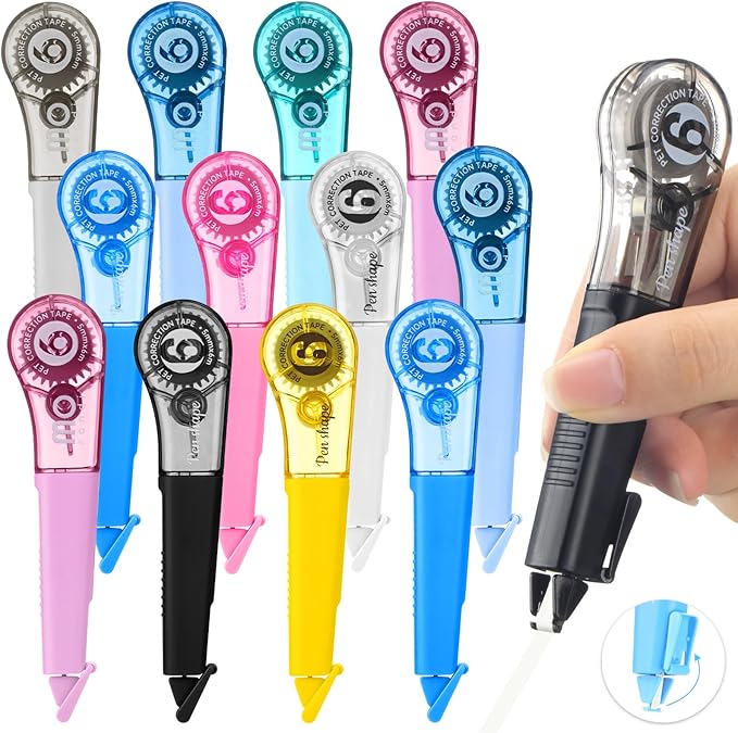 auroray 18 Pack Correction Tape Pens 1/5" X 236", 9 Color Correction Tape Pens by auroray