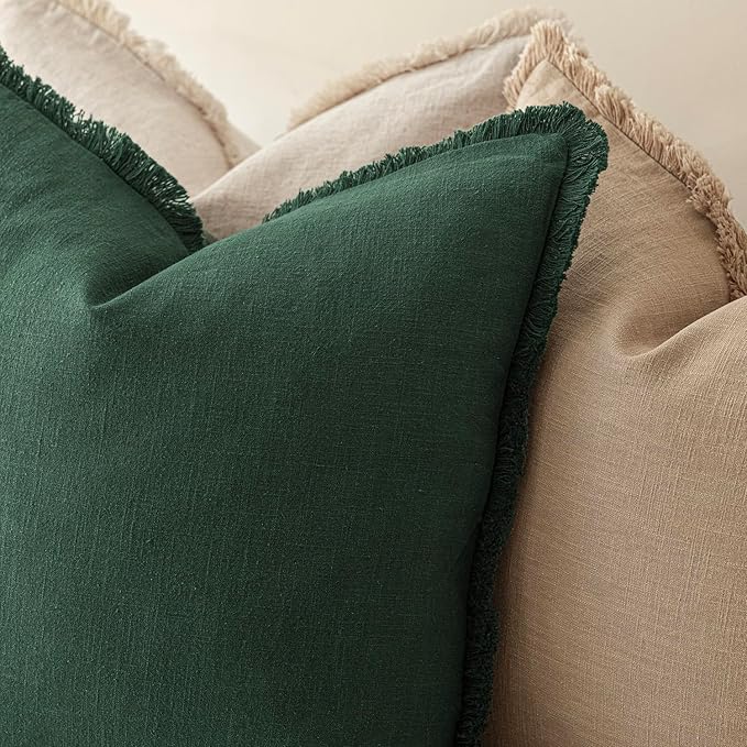 Foindtower Set of 2 Decorative Linen Fringe Throw Pillow Covers Cozy Boho - Image 5