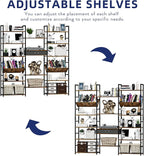 NUMENN Triple Wide 6 Tier Bookshelf, Adjustable Rustic Industrial Style Book - Image 4