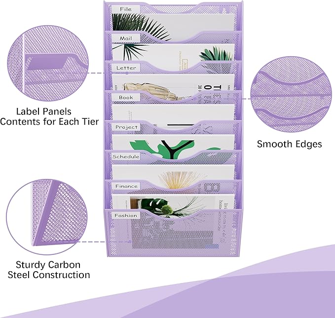 EasyPAG 8 Pocket Mesh Wall File Organizer, Hanging Paper Folder Holder - Image 3