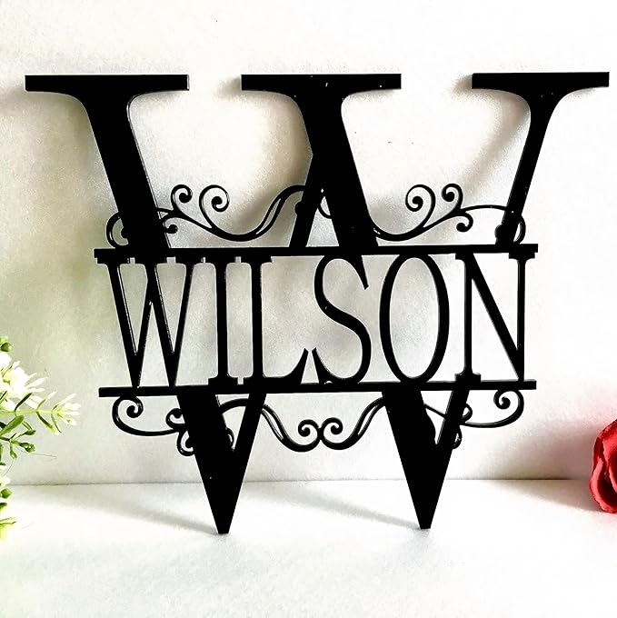 Personalized Metal Name Signs, Split Letter Monogram Wall Decor, Custom Last by Unknown