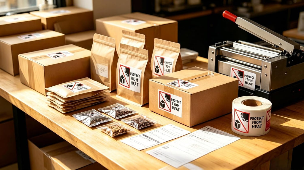 Protect from Heat Caution Labels,Shipping Warning Stickers for Package Boxes,2x3 Inch 300 Pcs Per Roll