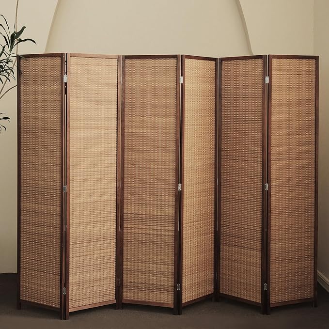 Furnnylane 6 Panel Bamboo Room Divider and Folding Panel Screen, Bamboo Panel - Image 3