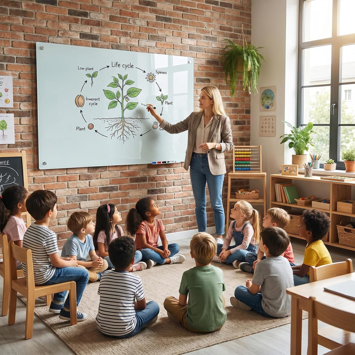 Magnetic Glass Dry Erase Board - 48'' x 36'' Whiteboard White...