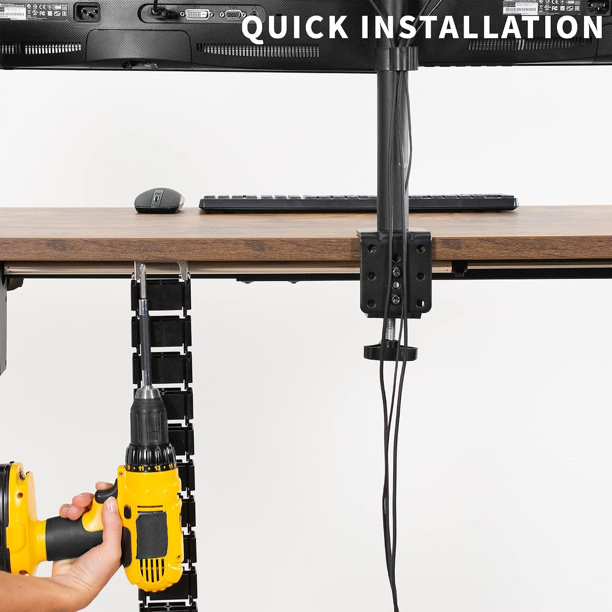 VIVO Black Under Desk Vertebrae Cable Management Kit, DESK-AC01C
