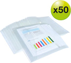 Rapesco 1497 ECO Recycled Popper Wallets, A4+, Pack of 50 | Clear Transparent