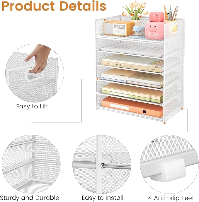 Subekyu 6 Tier Paper Organizer for Desk - Image 5