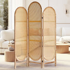 Asnefeli Room Divider 3 Panels, Hand-Woven Rattan Room Divider Wall, Foldable - Image 7