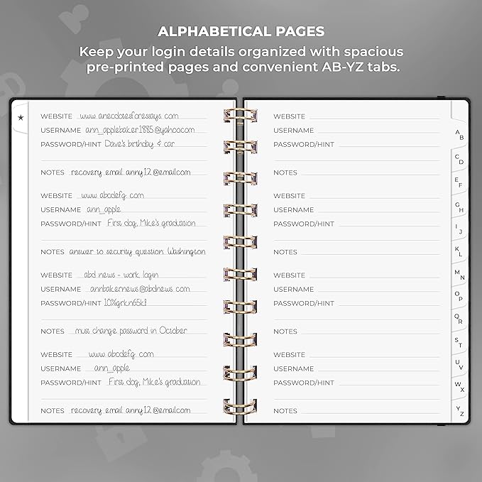 Clever Fox Password Book Spiral – Mini Internet Address & Password Organizer - Image 3
