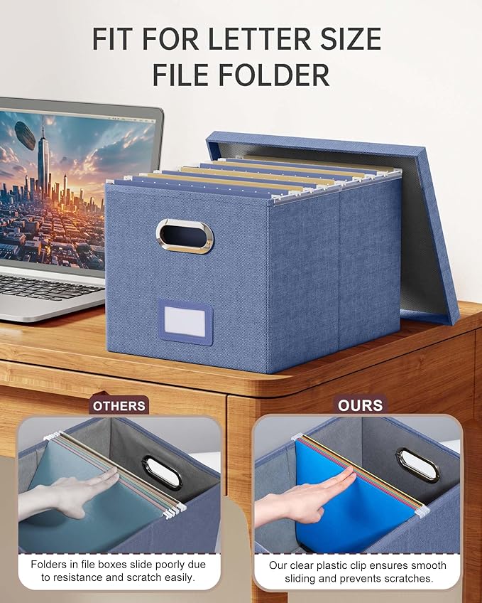 Oterri File Organizer with Lid, File Box, File Cabinet - Image 3