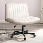 PUKAMI Criss Cross Chair with Wheels, Fabric Padded Armless Cross Legged Office by PUKAMI