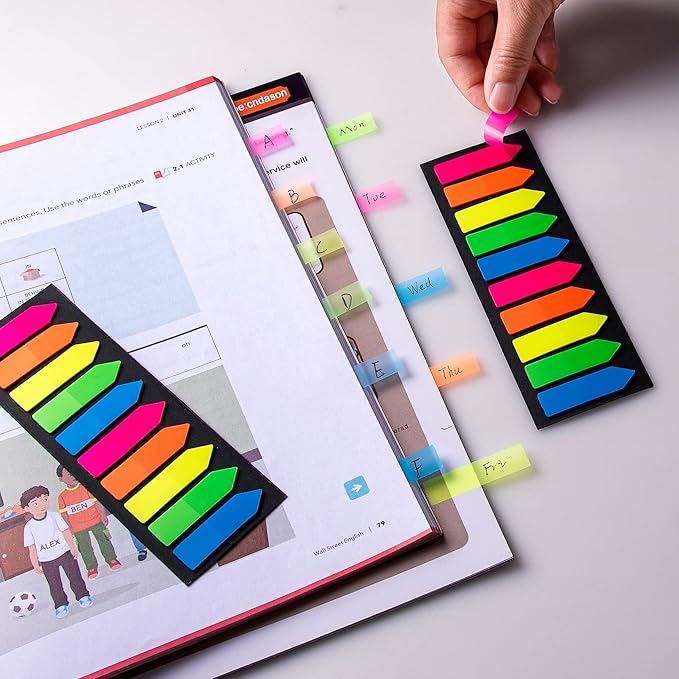 Golcellia Fluorescent Translucent Sticky Note Flags, Arrow Index Tabs, Page - Image 5