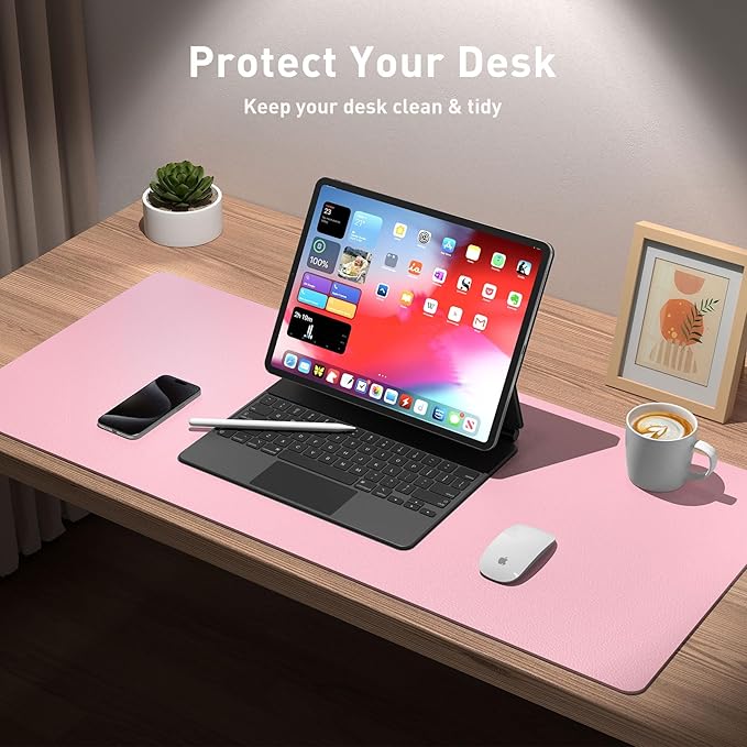 Aothia Leather Desk Pad Protector, Mouse Pad, Office Desk Mat, Non-Slip PU - Image 3