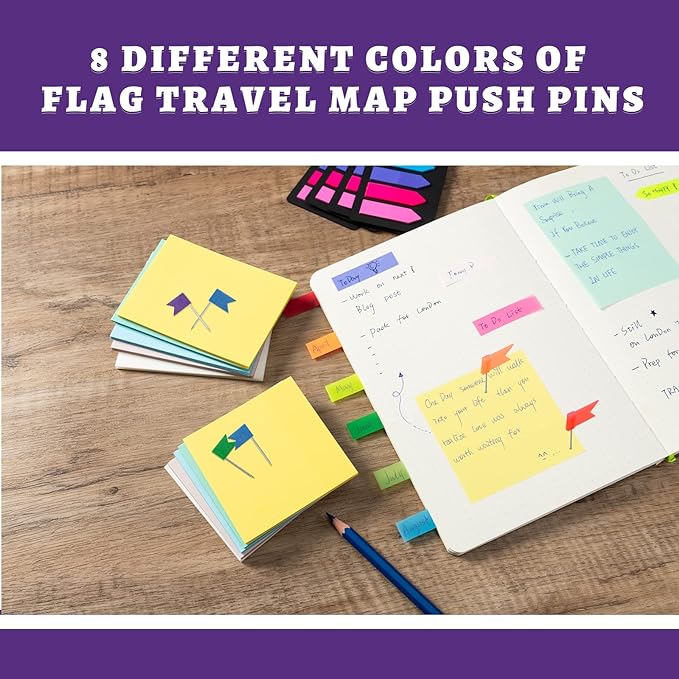 Colored Flag Travel Map Push Pins, 400 Pack Multicolored Decorative Map Tacks - Image 3