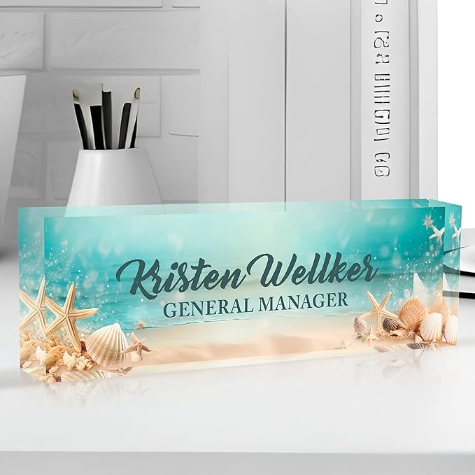 Personalized Name Plate for Desk Custom Acrylic Desk Name Plate Custom Employee by AZUFEMOS