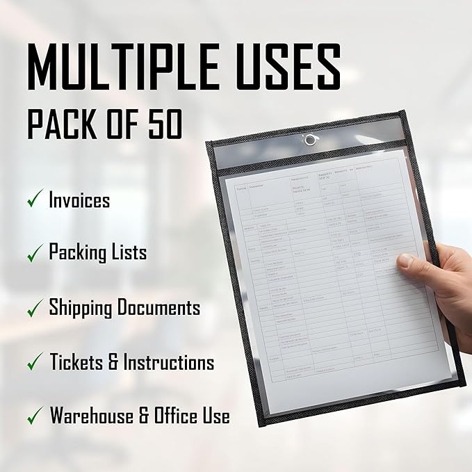 Pack of 50 Job Ticket Holders 10x14 Heavy Duty, 8.5 x 11 Letter Size, Hanging - Image 3