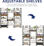 NUMENN Triple Wide 5 Tier Bookshelf, Adjustable Rustic Industrial Style Book - Image 4