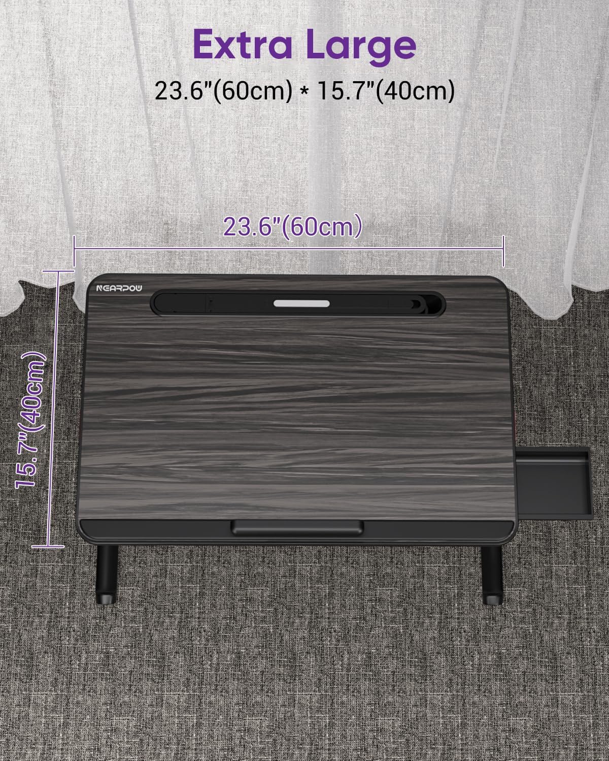 NEARPOW Laptop Bed Tray Desk with LED Desk Lamp, Foldable Couch Bed Table