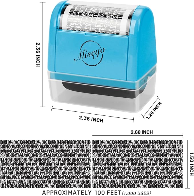 Miseyo Wide Identity Theft Protection Roller Stamp Set - Image 2