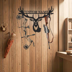 Personalized Deer Hunter Metal Wall Mount & Bow Rack, Custom Deer Hunting Gifts - Image 4