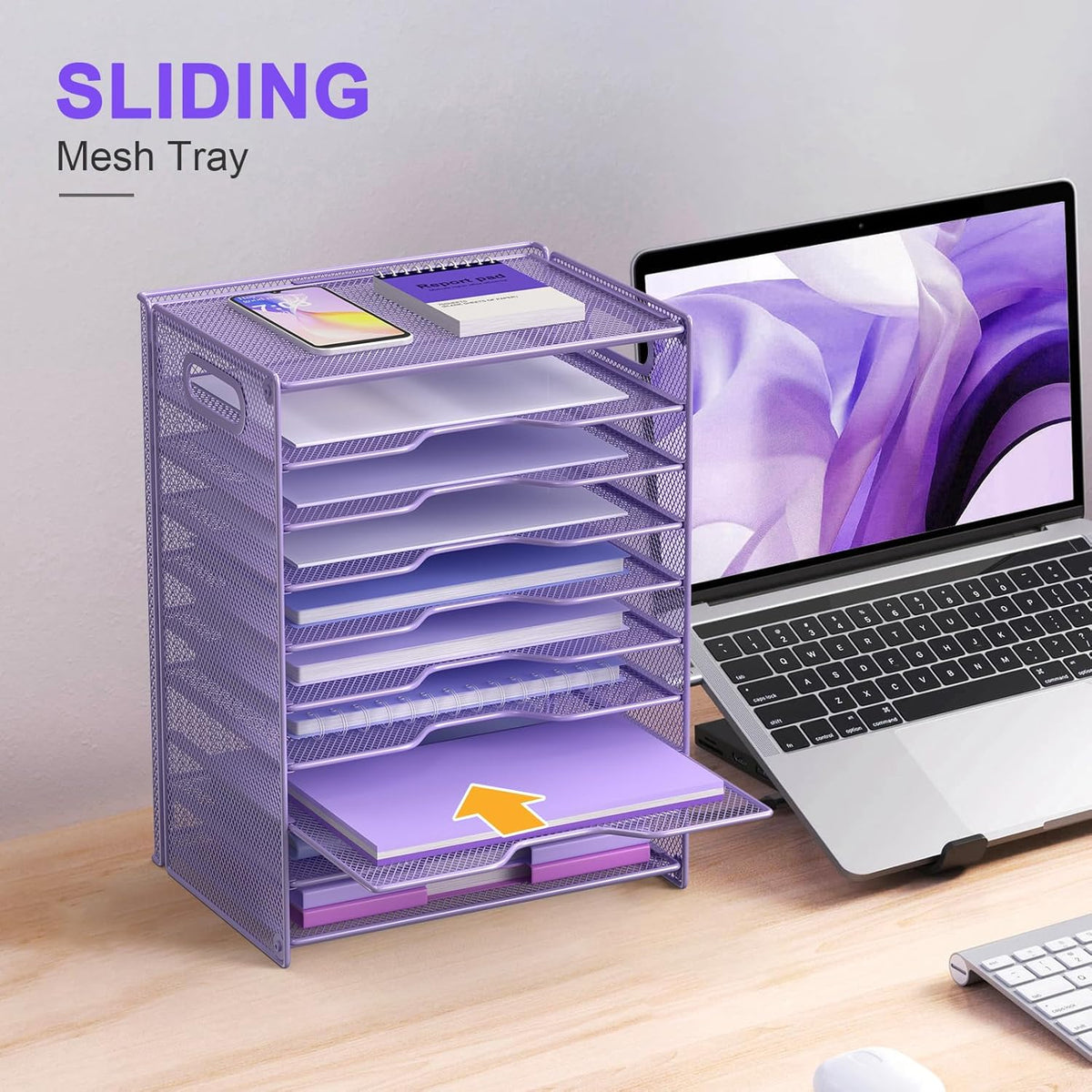 OUTWOLF 10 Tier Paper Organizer - Letter Tray Mesh Desk File Organizer with H...