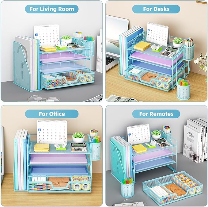 Marbrasse Desk Organizer and Accessories，4-Tier Paper Letter Tray Organizer - Image 6