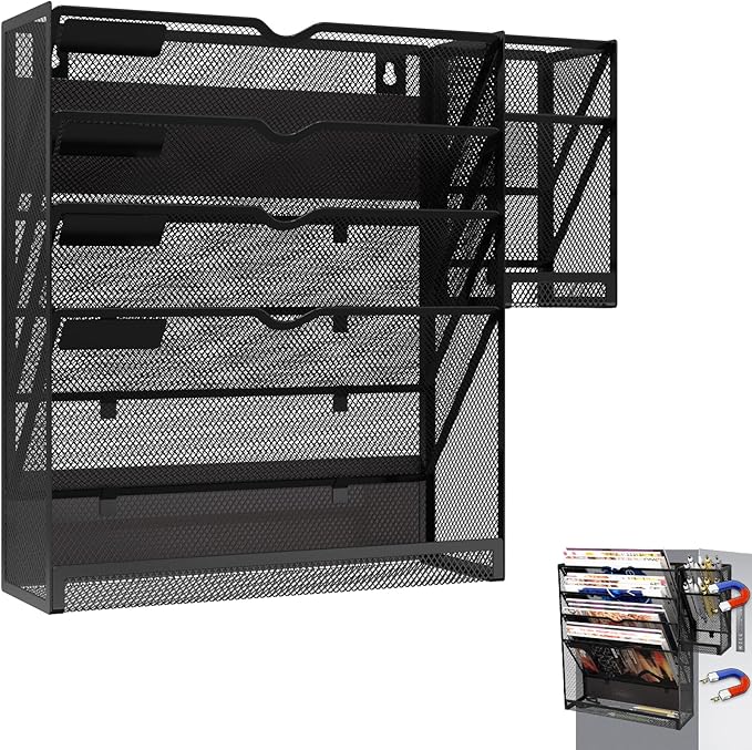 KZWKRG Magnetic File Holder, Magnetic File Organizer Wall Mount, 5 Tier Hanging by Unknown