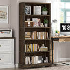 TVU 5-Tier Solid Wood Book Shelf, Floor Standing Bookcase, Farmhouse Style Book - Image 2